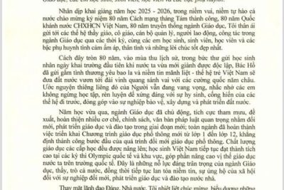 Thư của Chủ tịch nước Lương Cường gửi ngành Giáo dục nhân dịp khai giảng năm học 2025-2026